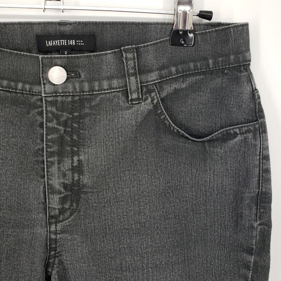 3/$25 Lafayette 148 Slim Straight Jeans 2 Mid Rise Ankle Length Stretchy Gray - Picture 6 of 10